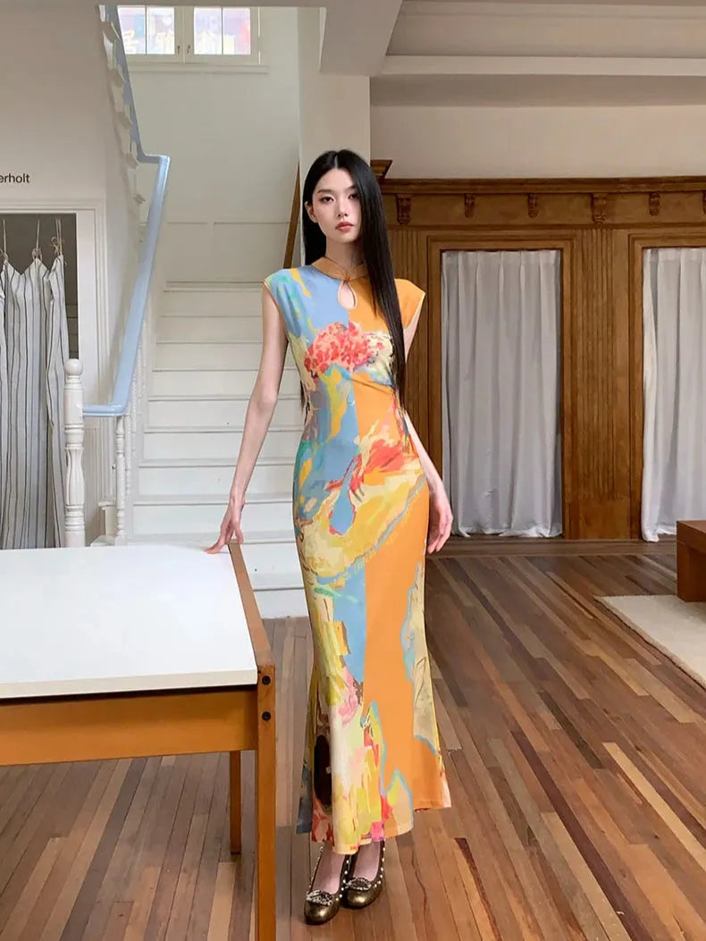 Stylish Work Outfits, Outfit Summer Ideas Vintage Floral Cut Out Maxi Dress Stylish Work Outfits, Outfit Summer Ideas Vintage Floral Cut Out Maxi Dress