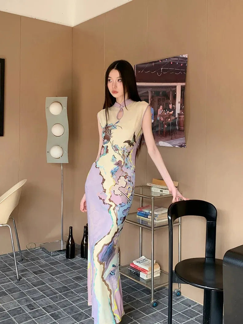 Stylish Work Outfits, Outfit Summer Ideas Vintage Floral Cut Out Maxi Dress Stylish Work Outfits, Outfit Summer Ideas Vintage Floral Cut Out Maxi Dress