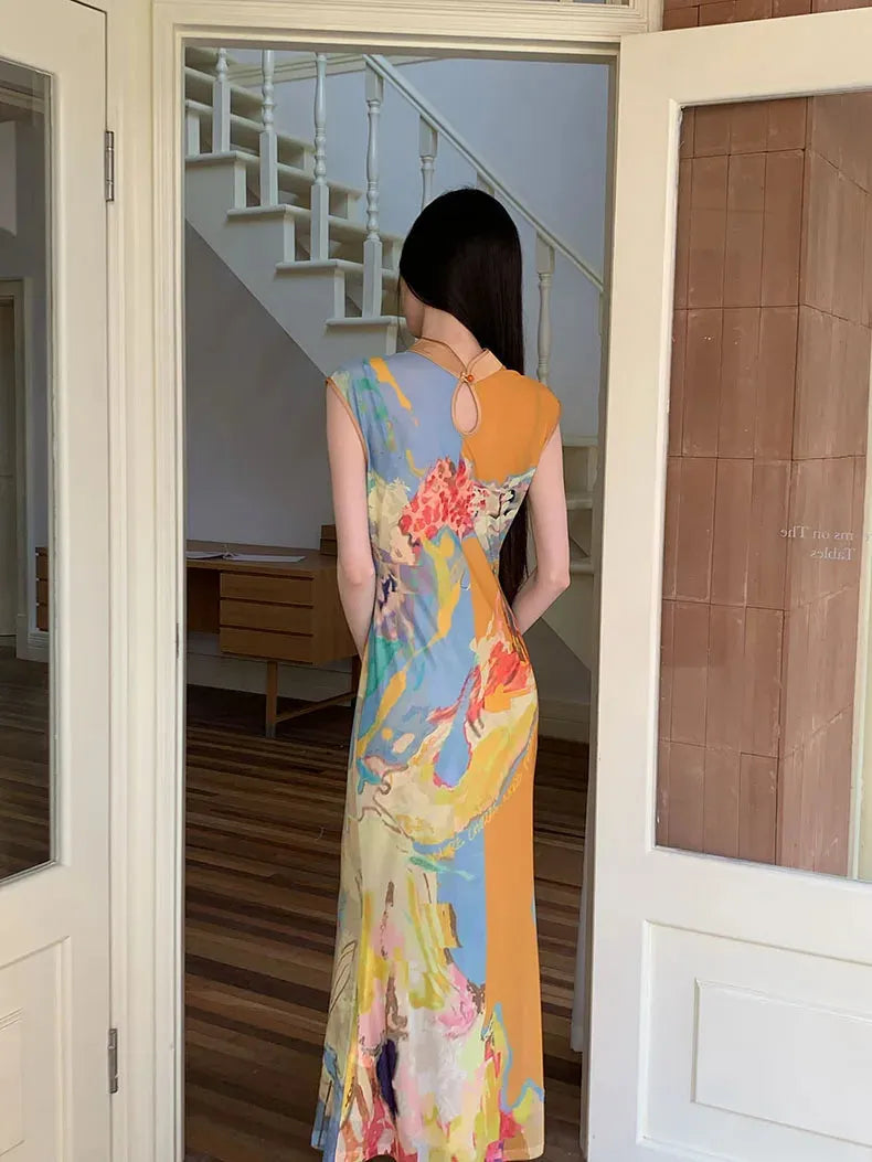 Stylish Work Outfits, Outfit Summer Ideas Vintage Floral Cut Out Maxi Dress Stylish Work Outfits, Outfit Summer Ideas Vintage Floral Cut Out Maxi Dress