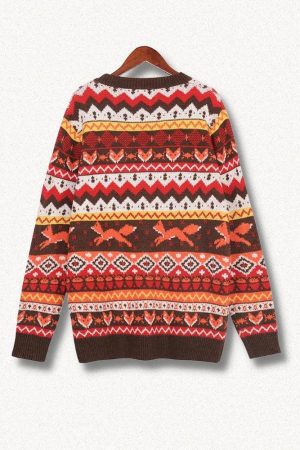 Stylish Work Outfits, Outfit Summer Ideas Vintage Fox Embroidered Christmas Sweater