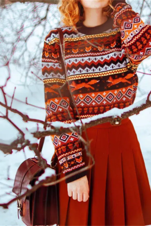 Stylish Work Outfits, Outfit Summer Ideas Vintage Fox Embroidered Christmas Sweater