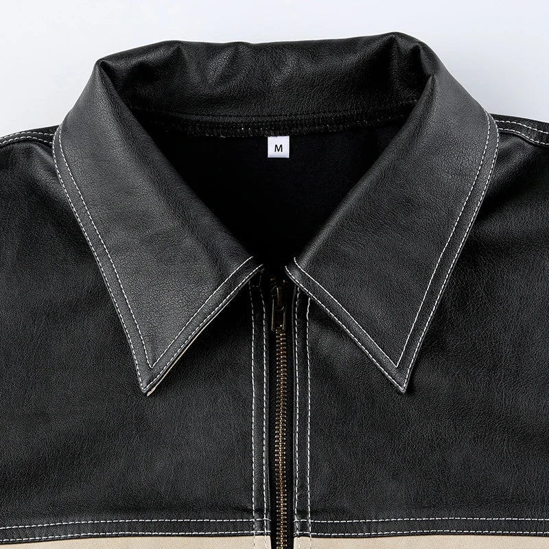 Stylish Work Outfits, Outfit Summer Ideas Vintage Grunge Biker Zip-Up Faux Leather Jacket Stylish Work Outfits, Outfit Summer Ideas Vintage Grunge Biker Zip-Up Faux Leather Jacket
