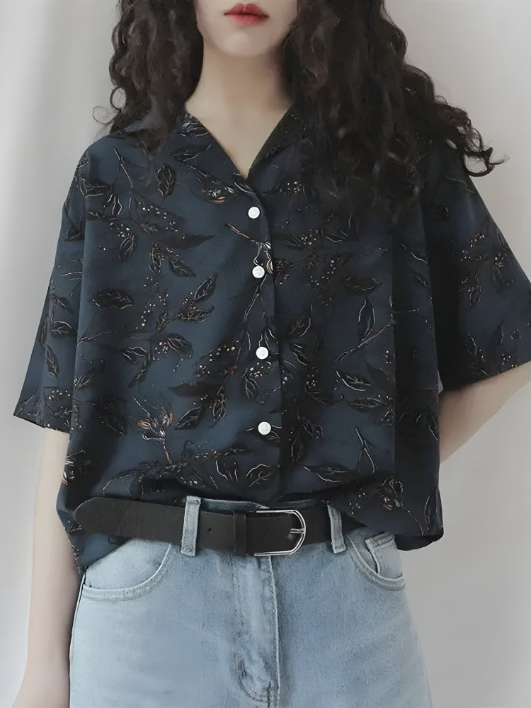 Stylish Work Outfits, Outfit Summer Ideas Vintage Leaf Designed Shirt