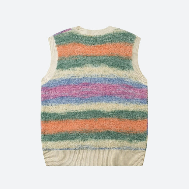 Stylish Work Outfits, Outfit Summer Ideas Vintage Multicolored Yarn Plush Sweater Vest