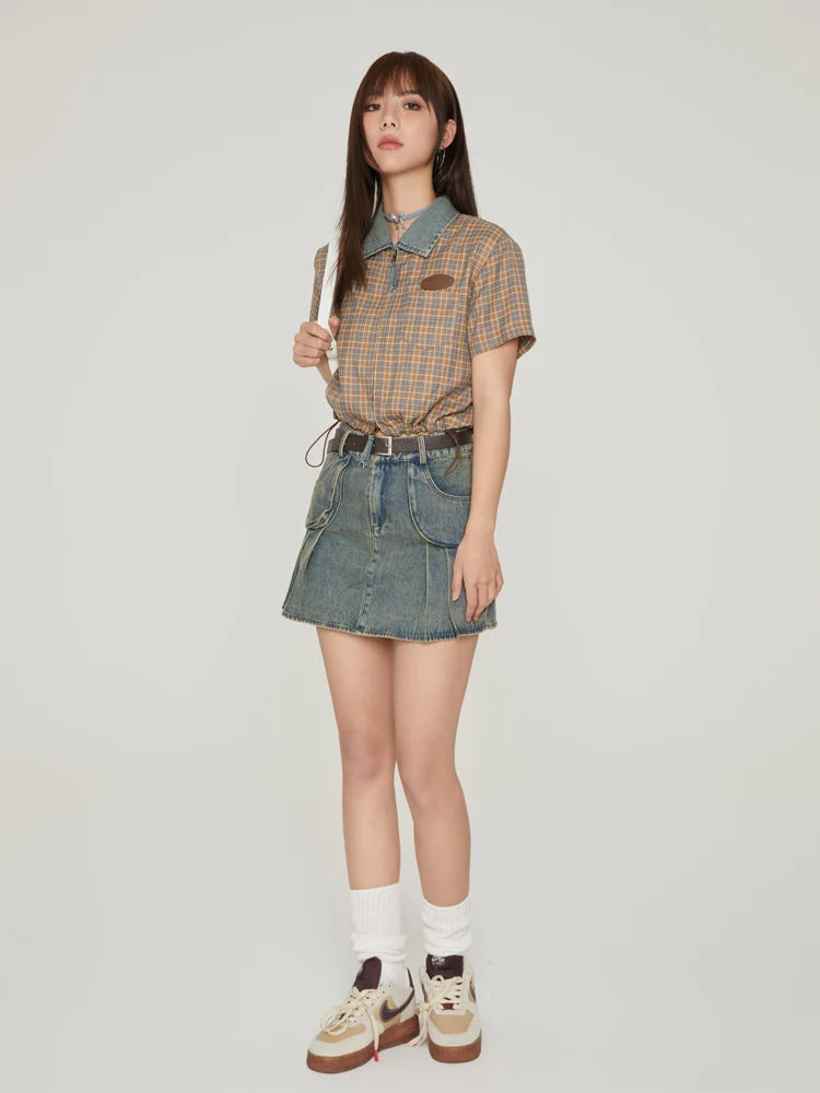 Stylish Work Outfits, Outfit Summer Ideas Vintage Plaid Crop Shirt