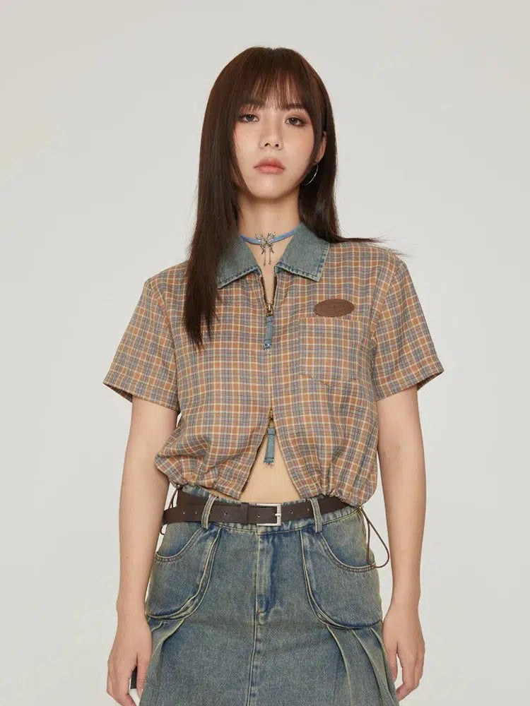 Stylish Work Outfits, Outfit Summer Ideas Vintage Plaid Crop Shirt Stylish Work Outfits, Outfit Summer Ideas Vintage Plaid Crop Shirt
