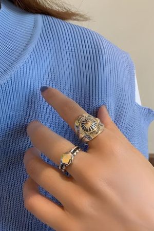 Stylish Work Outfits, Outfit Summer Ideas Vintage Ring Set