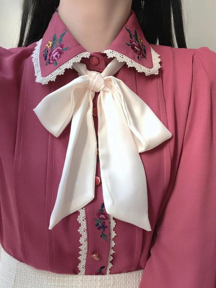 Stylish Work Outfits, Outfit Summer Ideas Vintage Rose Embroidered Shirt