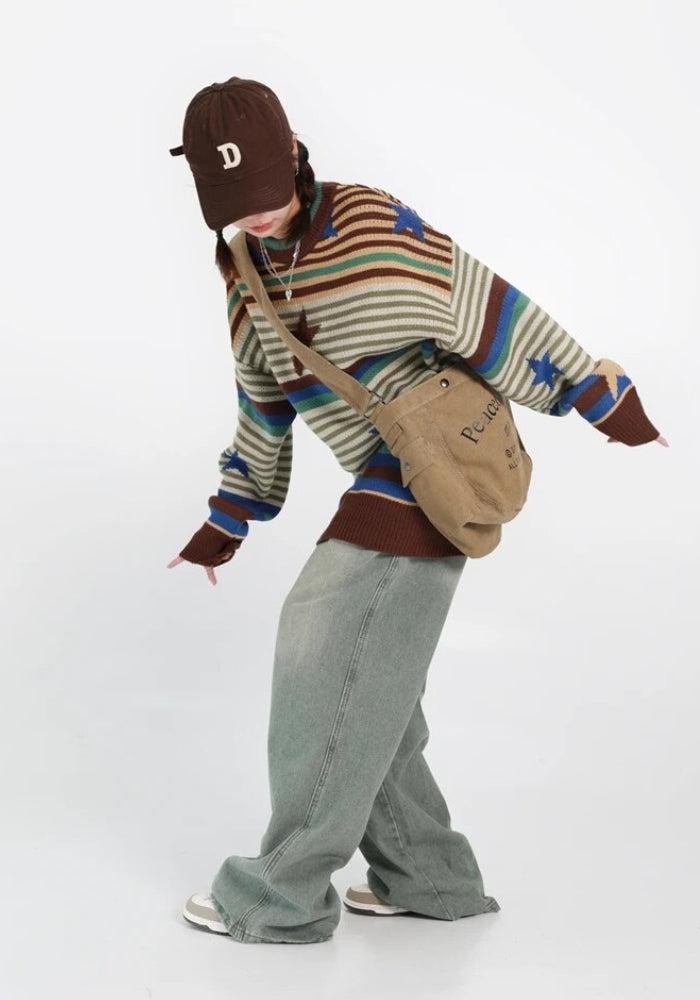 Stylish Work Outfits, Outfit Summer Ideas Vintage Star Printed Knit Sweater Stylish Work Outfits, Outfit Summer Ideas Vintage Star Printed Knit Sweater