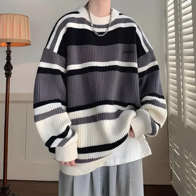 Stylish Work Outfits, Outfit Summer Ideas Vintage Striped Knitted Sweater