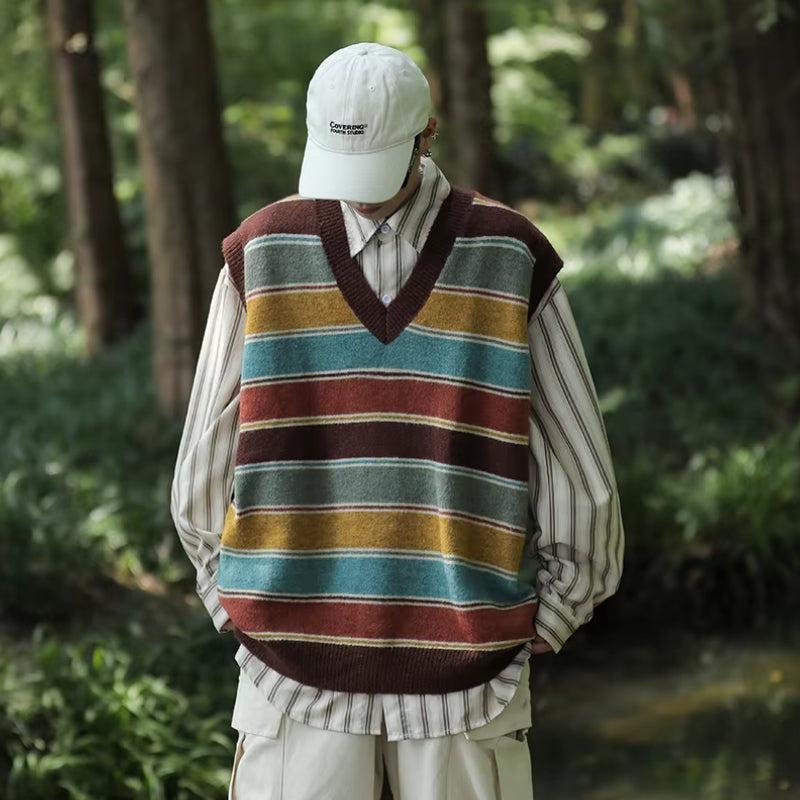 Stylish Work Outfits, Outfit Summer Ideas Vintage Striped Sweater Vest