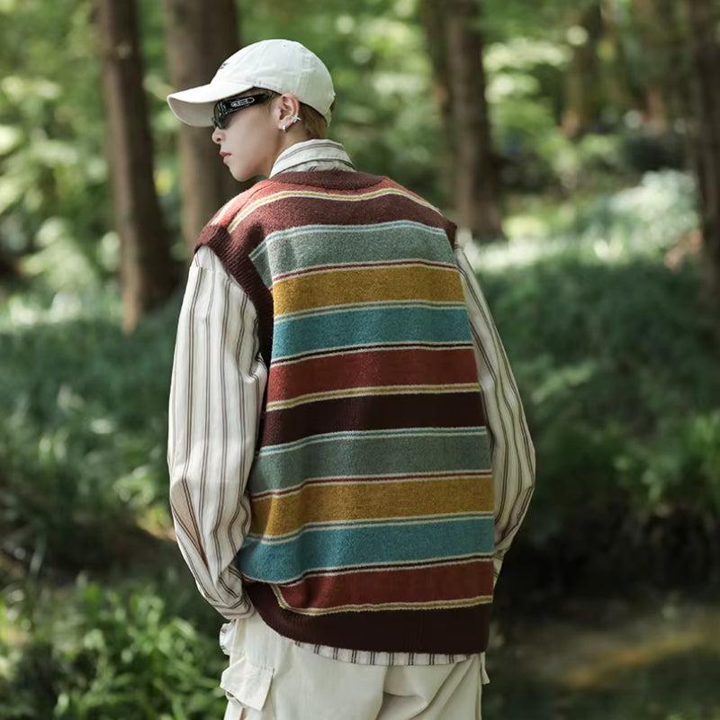 Stylish Work Outfits, Outfit Summer Ideas Vintage Striped Sweater Vest