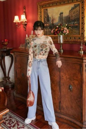 Stylish Work Outfits, Outfit Summer Ideas Vintage Symbols Sheer Top