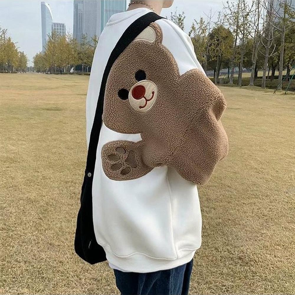 Stylish Work Outfits, Outfit Summer Ideas Weirdcore Bear Sleeve Sweatshirt