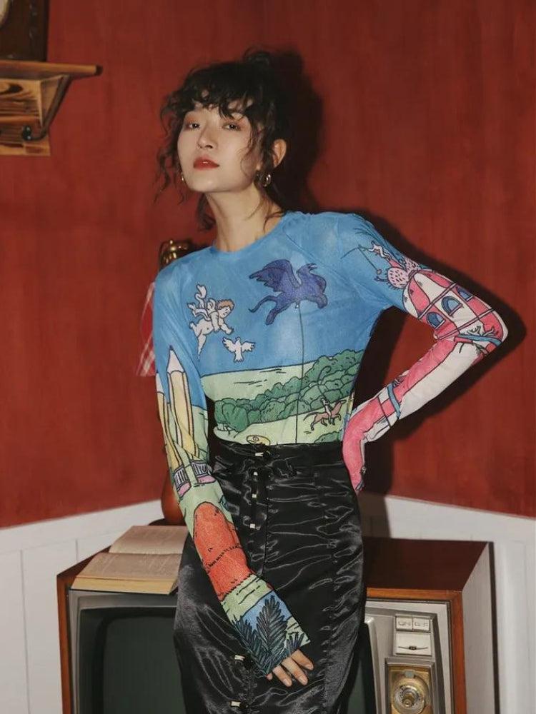 Stylish Work Outfits, Outfit Summer Ideas Weirdcore Dream Mesh Top Stylish Work Outfits, Outfit Summer Ideas Weirdcore Dream Mesh Top