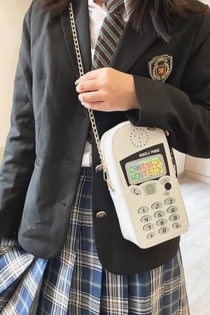 Stylish Work Outfits, Outfit Summer Ideas Weirdcore Retro Mobile Phone Shaped Handbag