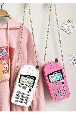 Stylish Work Outfits, Outfit Summer Ideas Weirdcore Retro Mobile Phone Shaped Handbag