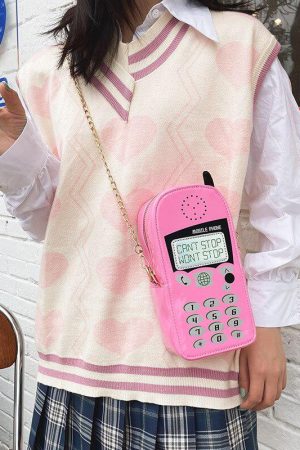 Stylish Work Outfits, Outfit Summer Ideas Weirdcore Retro Mobile Phone Shaped Handbag