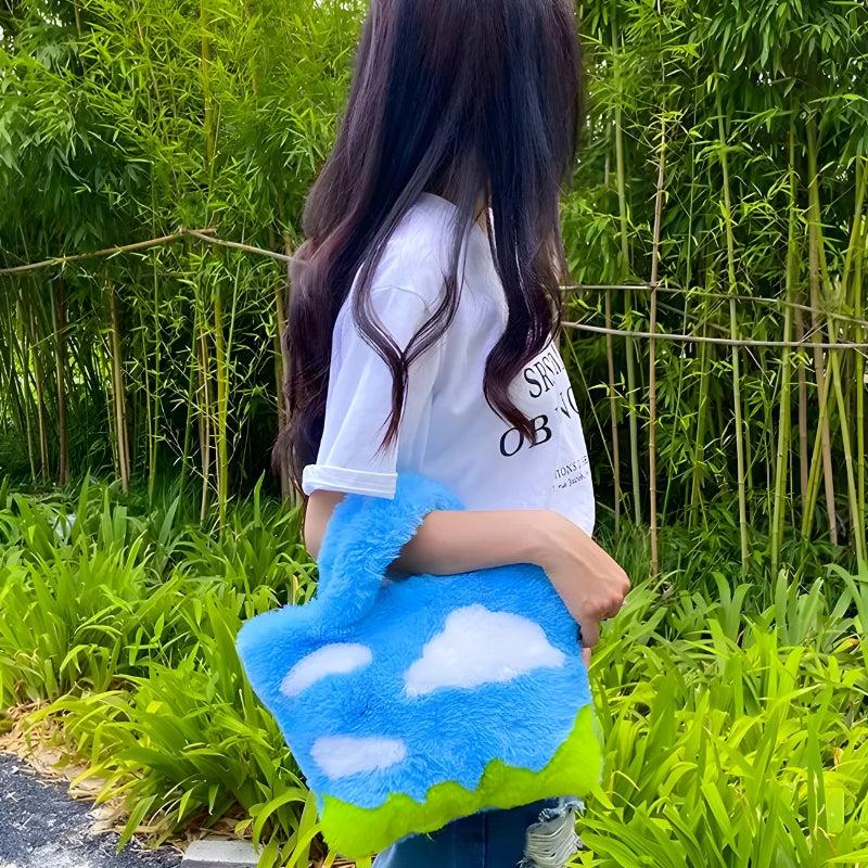 Stylish Work Outfits, Outfit Summer Ideas White Clouds & Blue Sky Fluffy Bag
