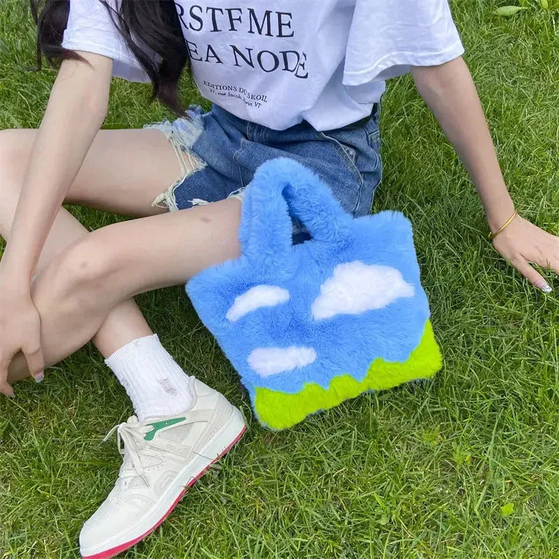 Stylish Work Outfits, Outfit Summer Ideas White Clouds & Blue Sky Fluffy Bag