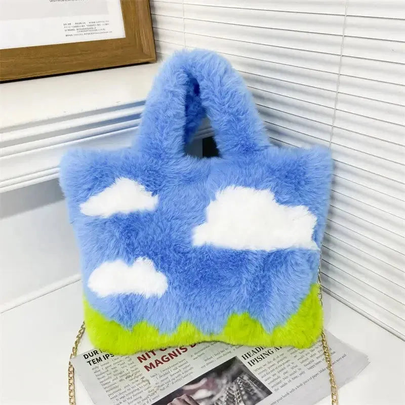 Stylish Work Outfits, Outfit Summer Ideas White Clouds & Blue Sky Fluffy Bag Stylish Work Outfits, Outfit Summer Ideas White Clouds & Blue Sky Fluffy Bag