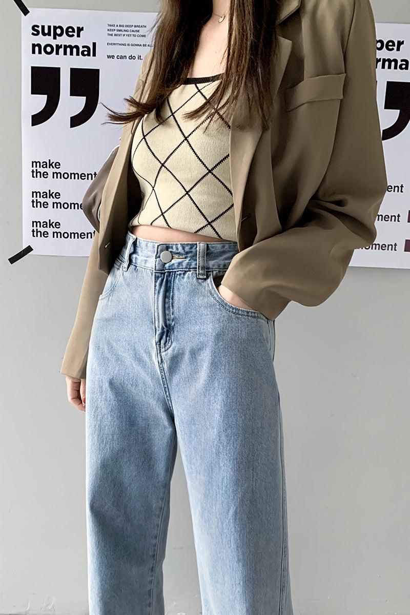 Stylish Work Outfits, Outfit Summer Ideas Wide Leg High Waist Casual Jeans Stylish Work Outfits, Outfit Summer Ideas Wide Leg High Waist Casual Jeans
