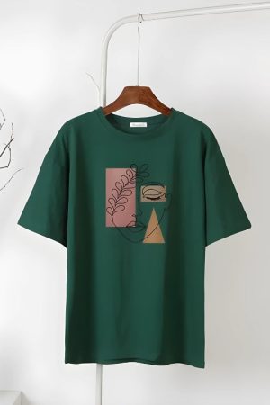 Stylish Work Outfits, Outfit Summer Ideas Woman Face Minimal Tee