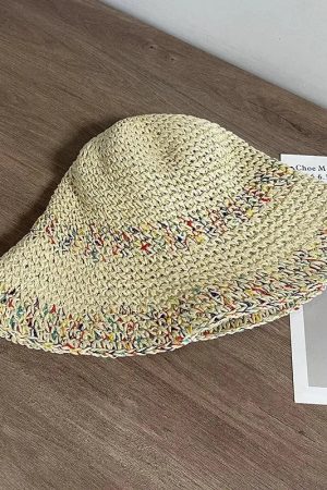 Stylish Work Outfits, Outfit Summer Ideas Woven Straw Bucket Hat