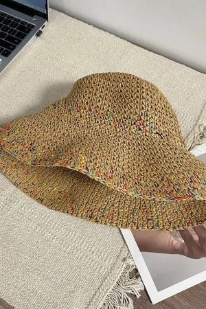 Stylish Work Outfits, Outfit Summer Ideas Woven Straw Bucket Hat