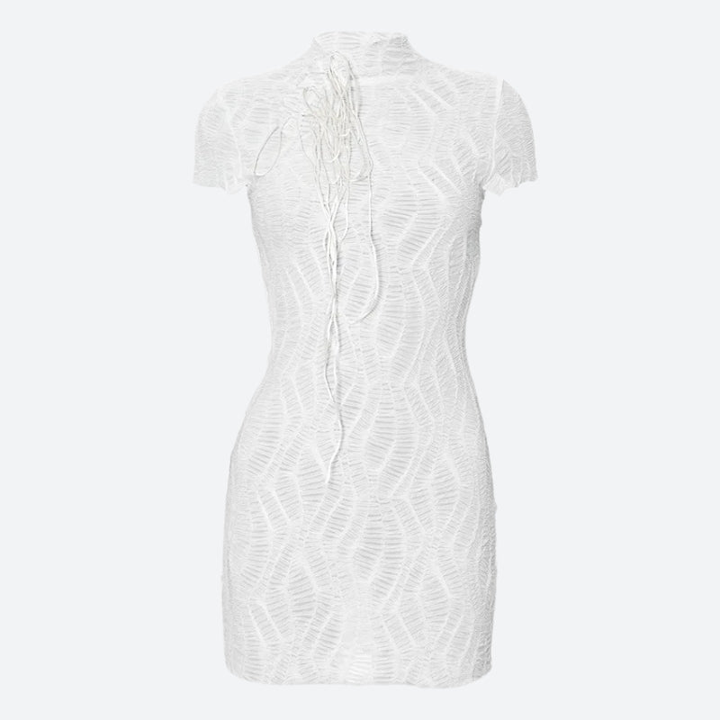 Stylish Work Outfits, Outfit Summer Ideas Wrinkled Lace Up Mini Dress