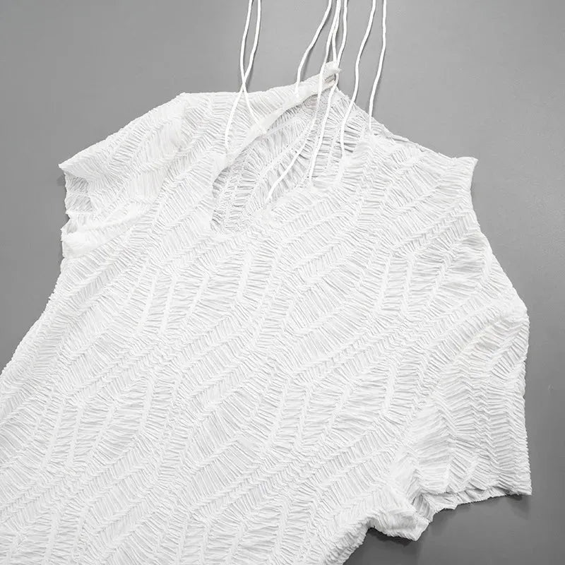 Stylish Work Outfits, Outfit Summer Ideas Wrinkled Lace Up Mini Dress Stylish Work Outfits, Outfit Summer Ideas Wrinkled Lace Up Mini Dress