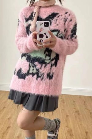 Stylish Work Outfits, Outfit Summer Ideas Y2K Aesthetic Fuzzy Sweater