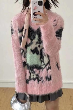 Stylish Work Outfits, Outfit Summer Ideas Y2K Aesthetic Fuzzy Sweater