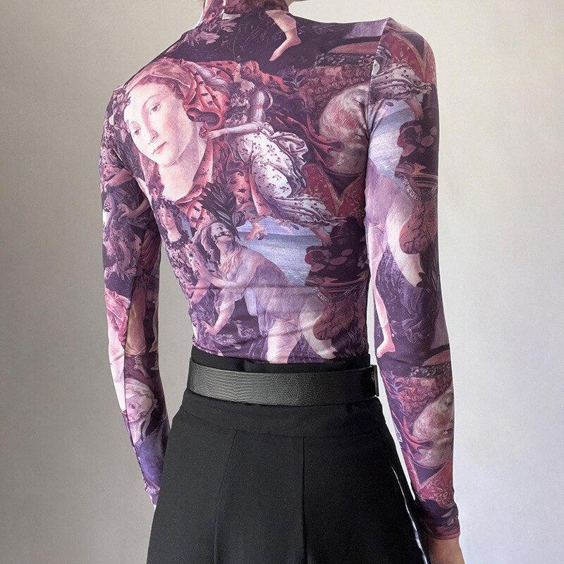 Stylish Work Outfits, Outfit Summer Ideas Y2K Angel Graphic Mesh Top Stylish Work Outfits, Outfit Summer Ideas Y2K Angel Graphic Mesh Top