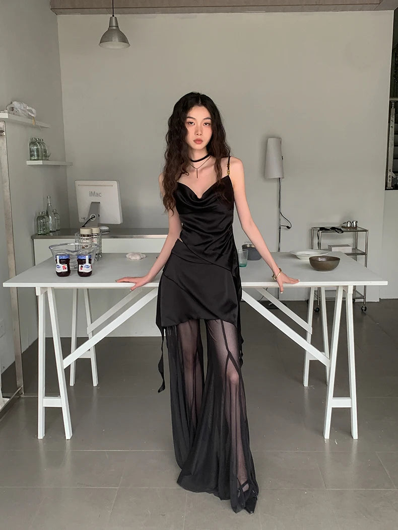 Stylish Work Outfits, Outfit Summer Ideas Y2K Asymmetric Top & Skirt Pants Two Piece Set