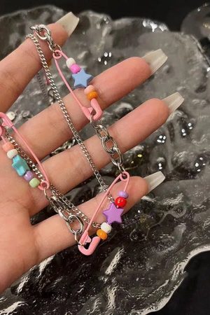 Stylish Work Outfits, Outfit Summer Ideas Y2K Beaded Pin Necklace