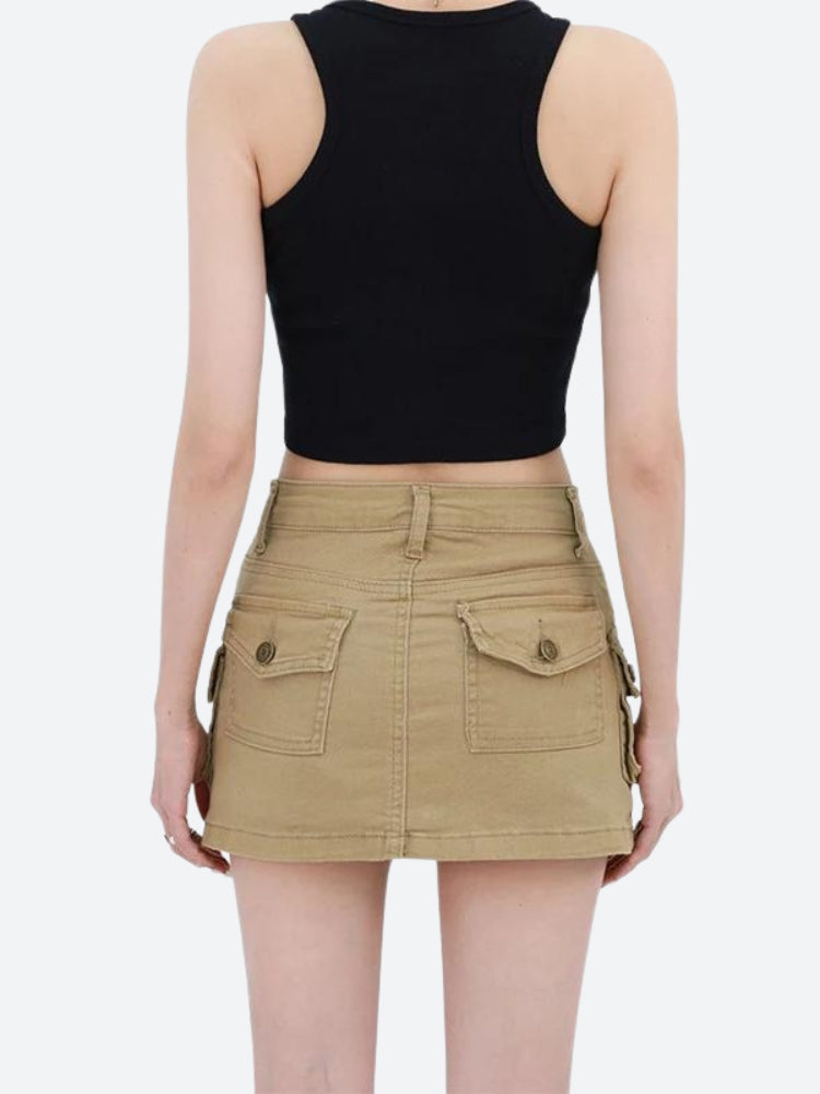Stylish Work Outfits, Outfit Summer Ideas Y2K Cargo Denim Mini Skirt Stylish Work Outfits, Outfit Summer Ideas Y2K Cargo Denim Mini Skirt
