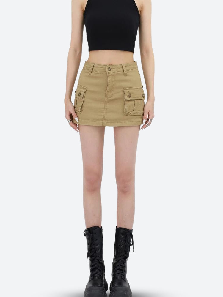 Stylish Work Outfits, Outfit Summer Ideas Y2K Cargo Denim Mini Skirt