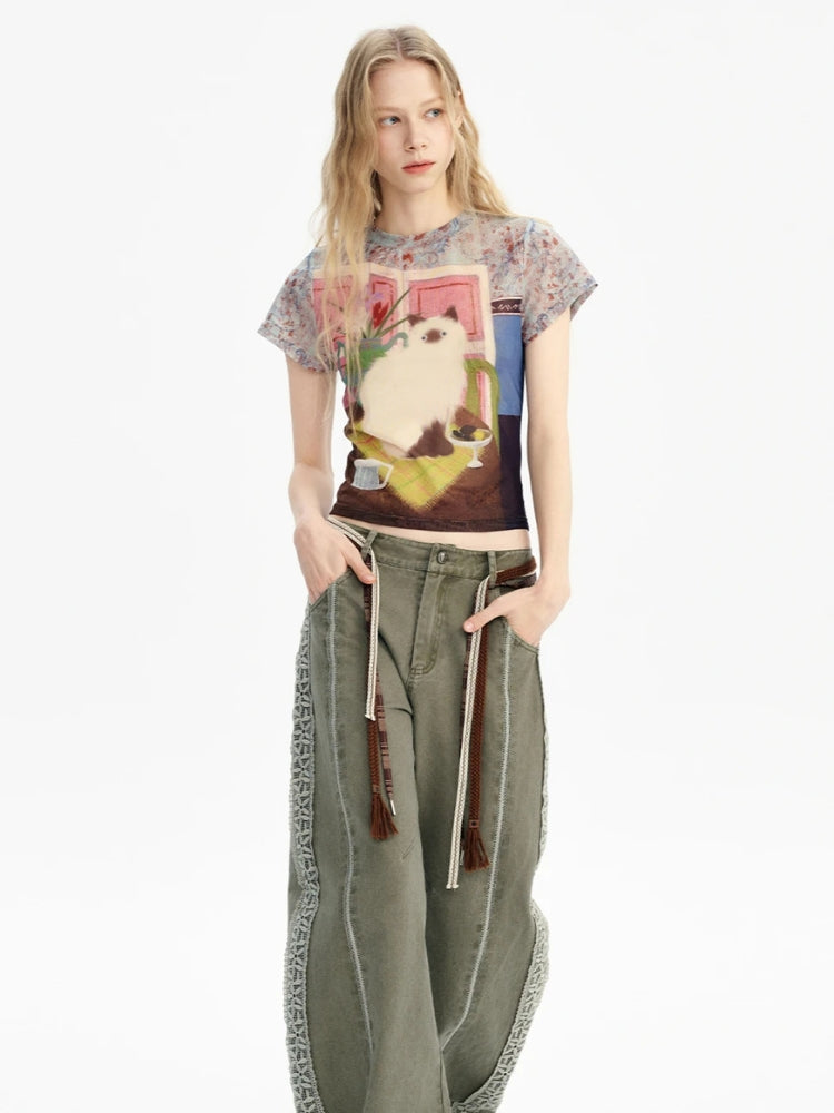 Stylish Work Outfits, Outfit Summer Ideas Y2K Cat Graphic Tee Stylish Work Outfits, Outfit Summer Ideas Y2K Cat Graphic Tee