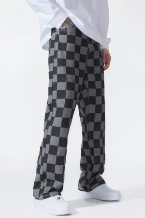 Stylish Work Outfits, Outfit Summer Ideas Y2K Checkered Black Pants