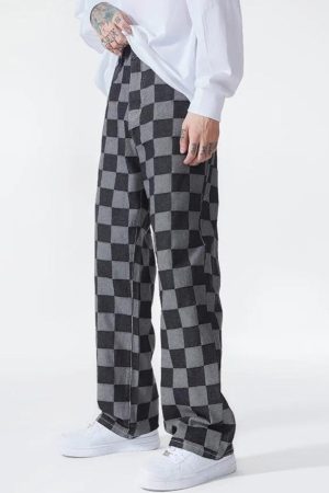 Stylish Work Outfits, Outfit Summer Ideas Y2K Checkered Black Pants