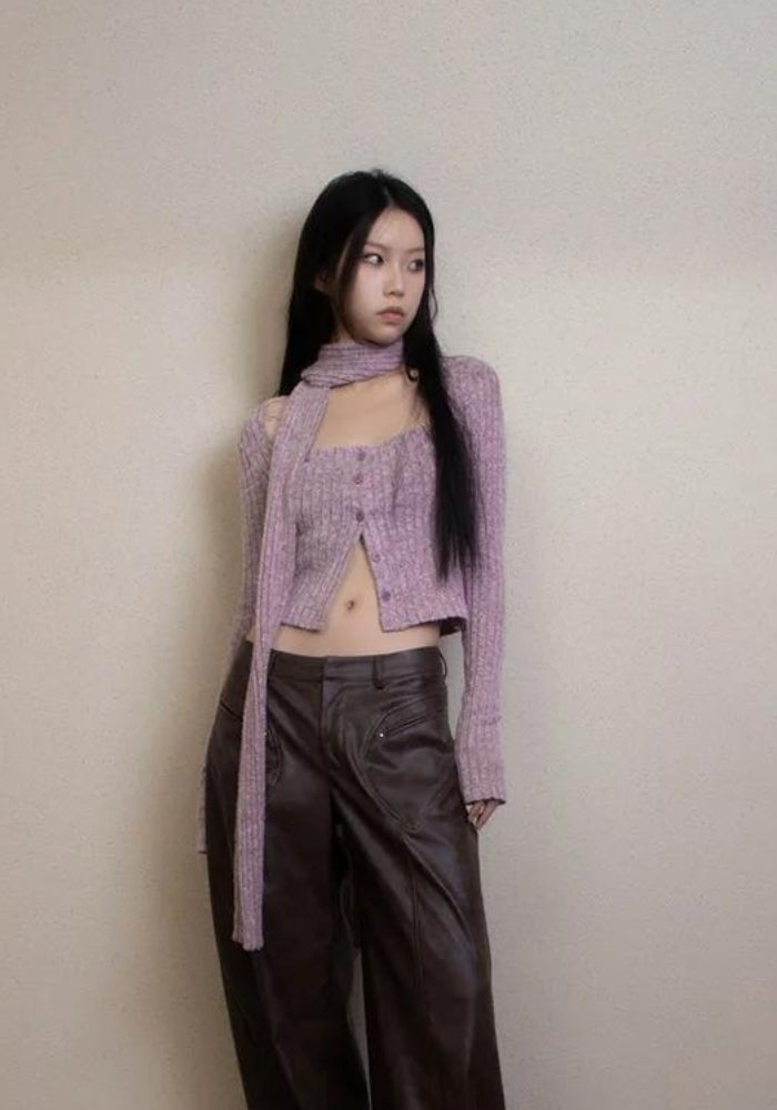 Stylish Work Outfits, Outfit Summer Ideas Y2K Corduroy Cropped Scarf Cardigan Stylish Work Outfits, Outfit Summer Ideas Y2K Corduroy Cropped Scarf Cardigan