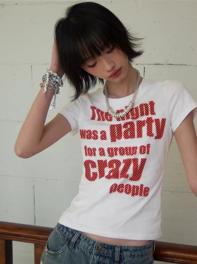 Stylish Work Outfits, Outfit Summer Ideas Y2K Crazy Party Graphic Tee