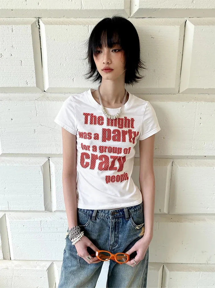 Stylish Work Outfits, Outfit Summer Ideas Y2K Crazy Party Graphic Tee