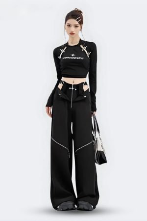 Stylish Work Outfits, Outfit Summer Ideas Y2K Cut Out Waist Pants