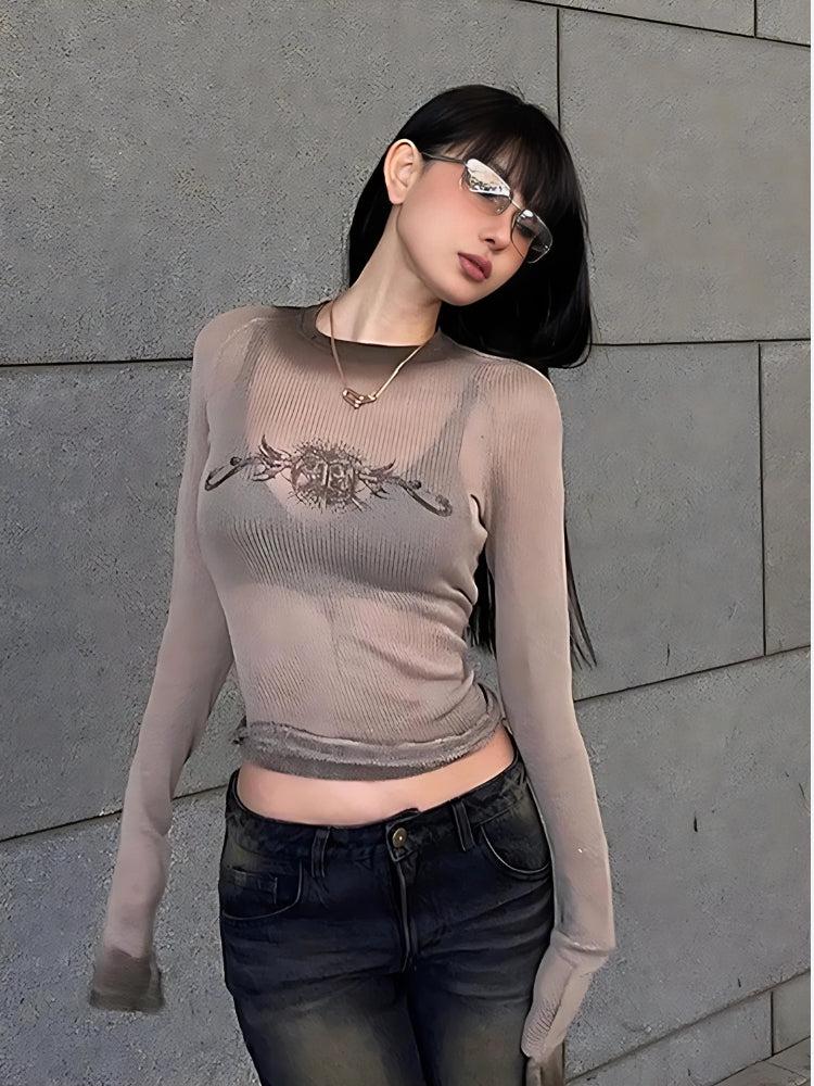 Stylish Work Outfits, Outfit Summer Ideas Y2K Cyberpunk Sigilism Sheer Top Stylish Work Outfits, Outfit Summer Ideas Y2K Cyberpunk Sigilism Sheer Top