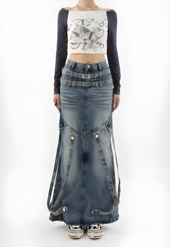 Stylish Work Outfits, Outfit Summer Ideas Y2K Denim Maxi Skirt