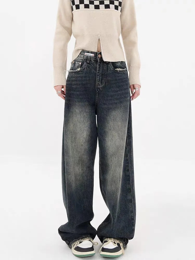 Stylish Work Outfits, Outfit Summer Ideas Y2K Distressed Pocket Wide Leg Jeans