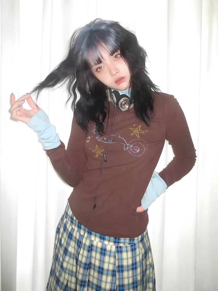 Stylish Work Outfits, Outfit Summer Ideas Y2K Dolphin Turtleneck Top Stylish Work Outfits, Outfit Summer Ideas Y2K Dolphin Turtleneck Top