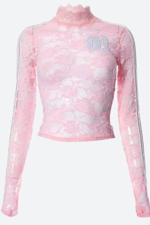 Stylish Work Outfits, Outfit Summer Ideas Y2K Embroidered Lace Top